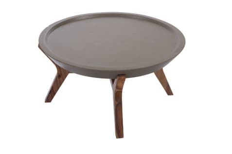 Table Basse Ronde En Béton Gris Et Pieds En Acacia D80 - Salazie