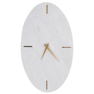 Horloge Ovale Marbre Blanc 52 Cm
