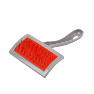 Brosse De Toilettage "picots" 20cm Gris et Rouge