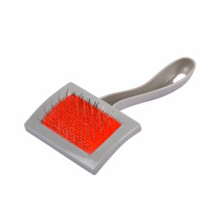 Brosse De Toilettage "picots" 15cm Gris et Rouge