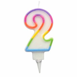 Bougie D'anniversaire "chiffre 2" 7cm Multicolore