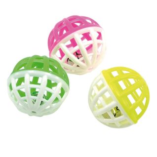 Lot De 3 Balles Pour Chat "grelot" 4cm Multicolore
