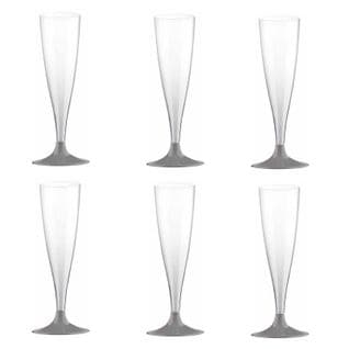 Lot De 6 Flûtes à Champagne Réutilisable "plastique" 14cl Gris