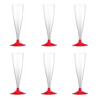 Lot De 6 Flûtes à Champagne Réutilisable "plastique" 14cl Rouge