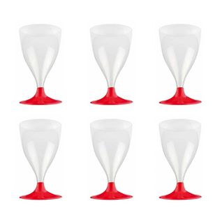 Lot De 6 Verres à Vin Réutilisable "plastique" 18cl Rouge