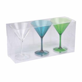 Lot De 3 Verres À Cocktail "acrylique" 16cm Vert
