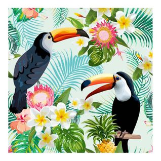 Lot De 20 Serviettes En Papier "tropical Birds" 33x33cm Multicolore