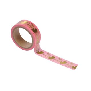 Ruban Masking Tape "licorne" 5m Rose et Or