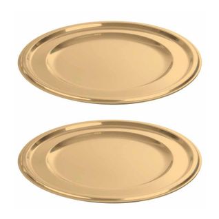 Lot De 2 Plateaux Ronds "ilona" 30cm Or