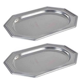 Lot De 2 Plateaux Déco "octogonaux" 34cm Argent