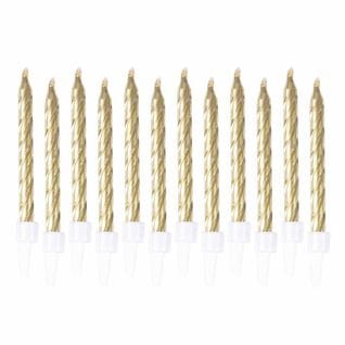 Lot De 12 Bougies D'anniversaire "métalliques" 6cm Or