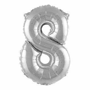 Ballon Gonflable Métallisé "chiffre 8" 40cm Argent