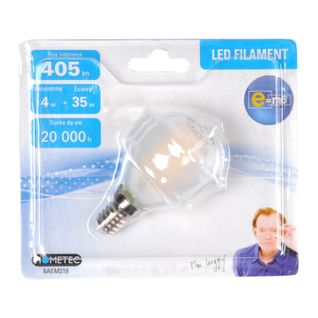 Ampoule LED Filament E14 "sphère 4w" 8cm Dépoli