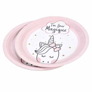 Lot De 6 Assiettes En Carton "licorne" 23cm Rose