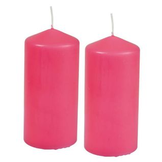 Lot De 2 Bougies Pilier "essentiel" 10cm Rose