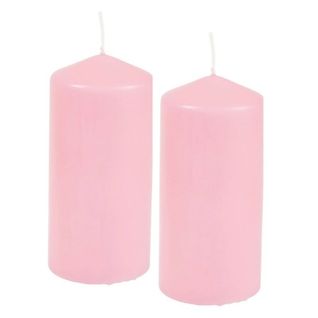 Lot De 2 Bougies Pilier "essentiel" 10cm Rose Clair