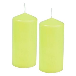 Lot De 2 Bougies Pilier "essentiel" 10cm Vert