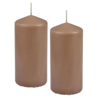 Lot De 2 Bougies Pilier "essentiel" 10cm Taupe