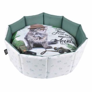 Panier Rond Pour Chat "aventurier" 48cm Blanc