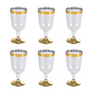 Lot De 6 Verres à Vin "liseré" 18cl Or