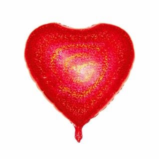 Ballon Gonflable Métallisé "cœur" 38cm Rouge