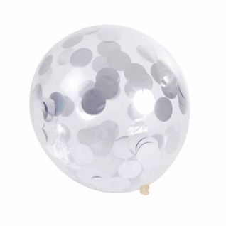 Lot De 6 Ballons Gonflables "confettis" 30cm Argent