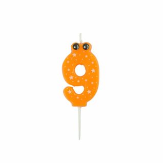 Bougie D'anniversaire "chiffre 9" 5cm Orange