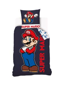 Housse De Couette Super Mario 140x200 Cm Et Taie D'oreiller - 100% Coton