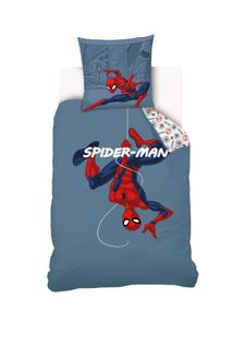 Marvel - Housse De Couette Spiderman 140x200 Cm - 100% Coton - Bleu