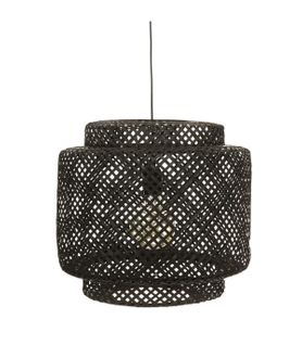 Luminaire Suspension En Bambou Noir D 40 Cm