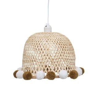 Suspension Bambou Et Pompons Atmosphera - Naturel Clair