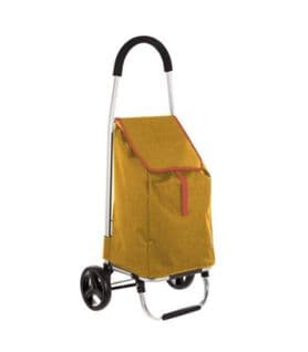 Chariot De Courses Pliable En Alu 2 Roues Grande Capacité 51 L   Jaune Moutarde