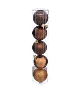 Déco De Sapin Lot De 5 Boules De Noël D 5 Cm - Bronze