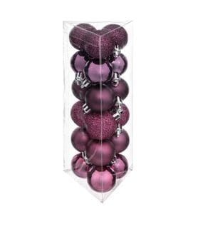 Déco De Sapin Lot De 18 Boules De Noël  D 3 Cm - Cassis Et Fuchsia