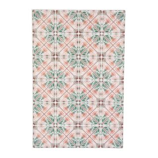 2 Stickers Mosaic 20 X 30 Cm - Rose Et Vert