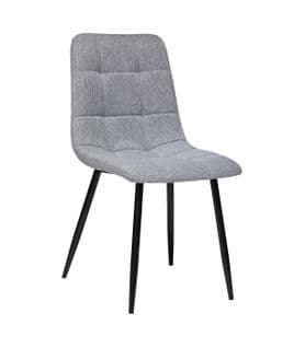 Chaise De Table Assise En Tissu Gris Souris Et Pieds En Métal Noir