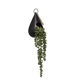 Plante Artificielle Suspendue Dans Un Pot En Céramique Noire H 50 Cm