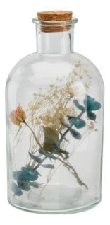 Bouteille verre fleur H. 21 cm  Assorti