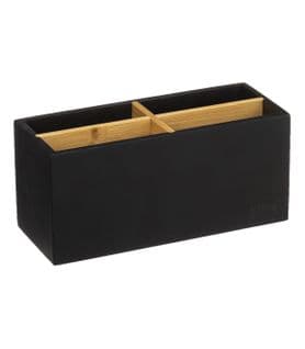 Organiseur Rangement Maquillage 4 Compartiments Noir Et Bambou