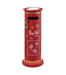 Déco De Noël Grand Boite Aux Lettres Rouge En Métal H 80 Cm