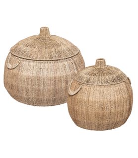 Set De 2 Paniers De Rangement En Jute Avec Couvercle