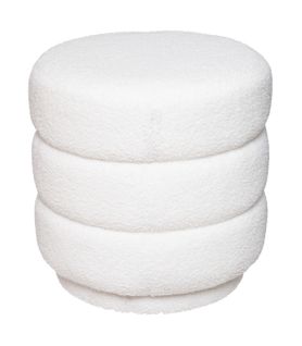 Pouf En Tissu Bouclé Blanc D 40 X H 40 Cm