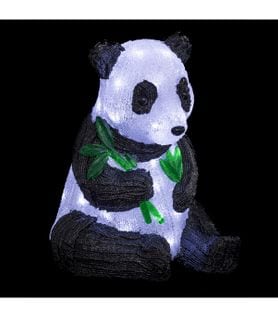 Déco Lumineuse Panda Noir et Blanc 40 LED Blanc Froid H 38 Cm