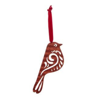 Sujet De Noël Déco "oiseau" 14cm Rouge