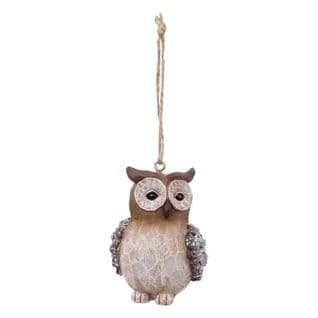 Sujet De Noël Hibou "marron Glacé" 7cm Naturel