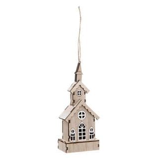 Sujet De Noël En Bois "église 3d" 15cm Beige