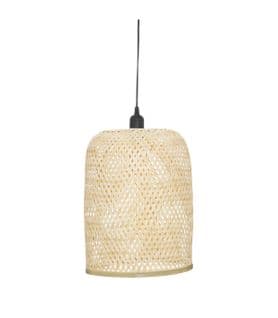 Luminaire Suspension  En Bambou Et Métal D 28 X H 36 Cm