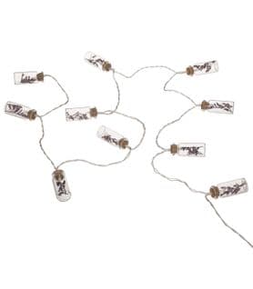 Guirlande Décorative à Piles 10 LED Bouteilles En Verre Avec Fleurs Séchées Mauves L165 Cm