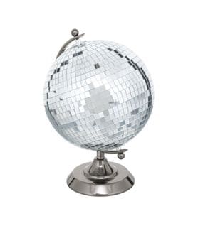 Objet Déco Globe Disco Boule à Facettes Argent D. 20 X H 30 Cm