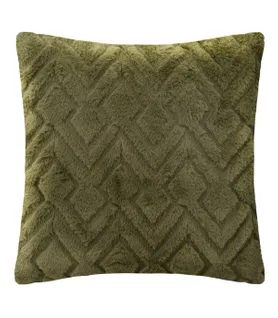 Coussin En Flanelle Et Fourrure Vert Kaki 45 X 45 Cm